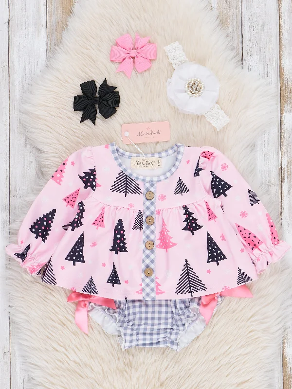 Pink Forest Gingham Ruffle Bloomers Outfit