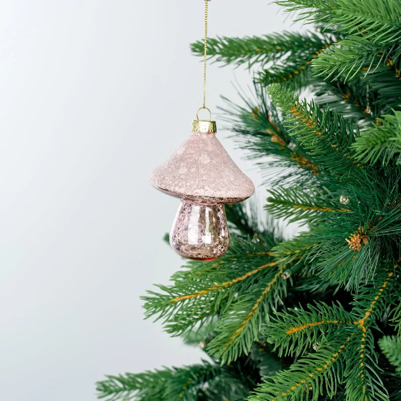 Pink Mushroom Ornament with Glitter & Sequins