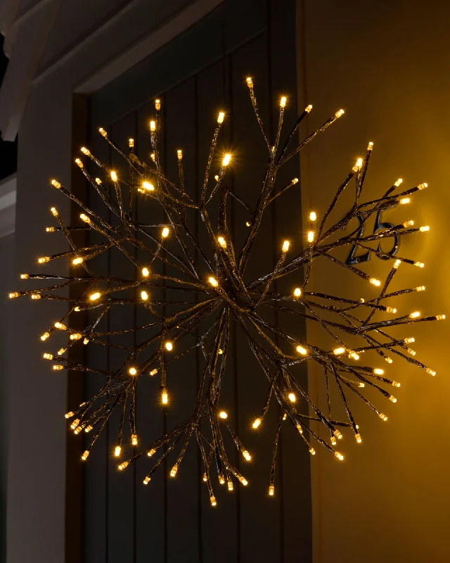 Pre-Lit Hanging Silver Branch Ball with Warm White LEDs, 40 cm