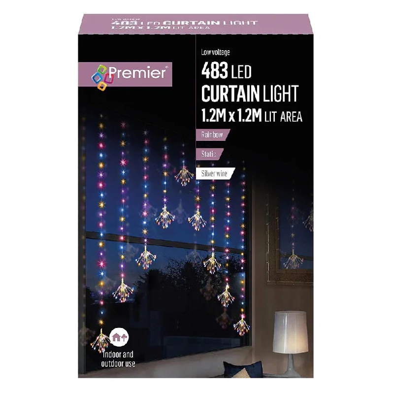 Premier Pin Wire Sputnik V Curtain with LEDs - 1.2mx1.2m