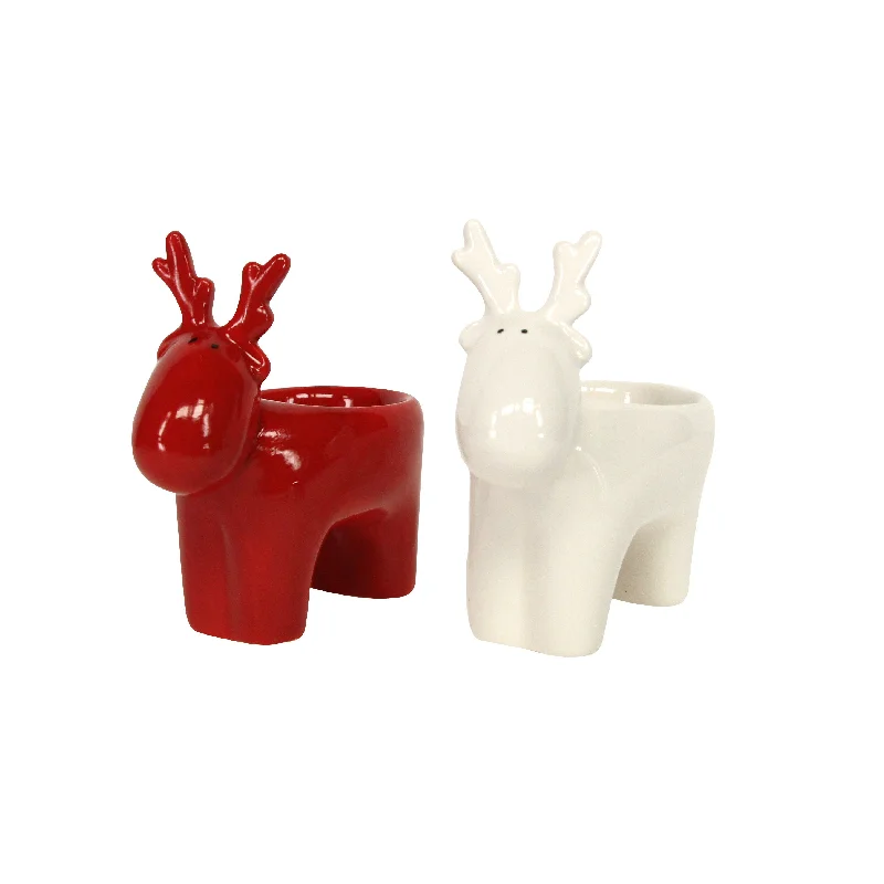 Red & White Ceramic Reindeer Nite Lite