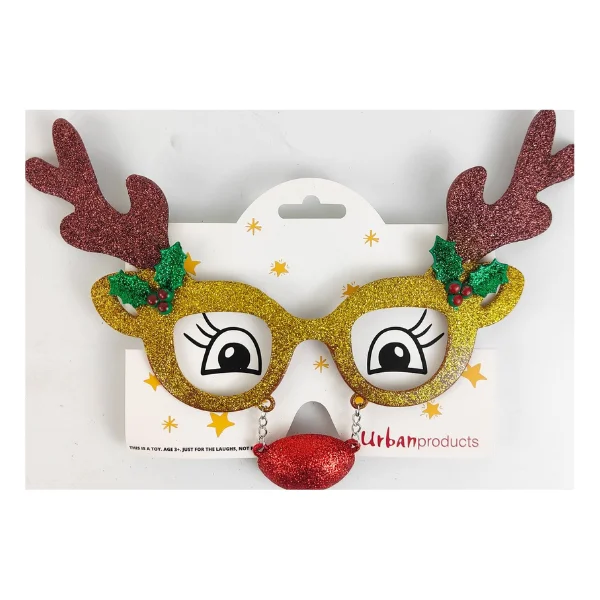 Reindeer Novelty Glasses Gold 15cm