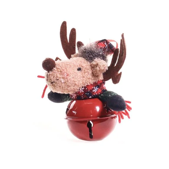 Reindeer Christmas Tree Ornament with Metal bell Red