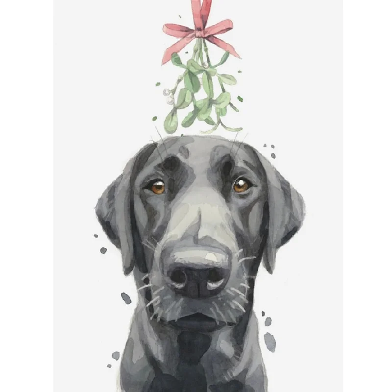 Black Labrador with Mistletoe Christmas Greeting Card