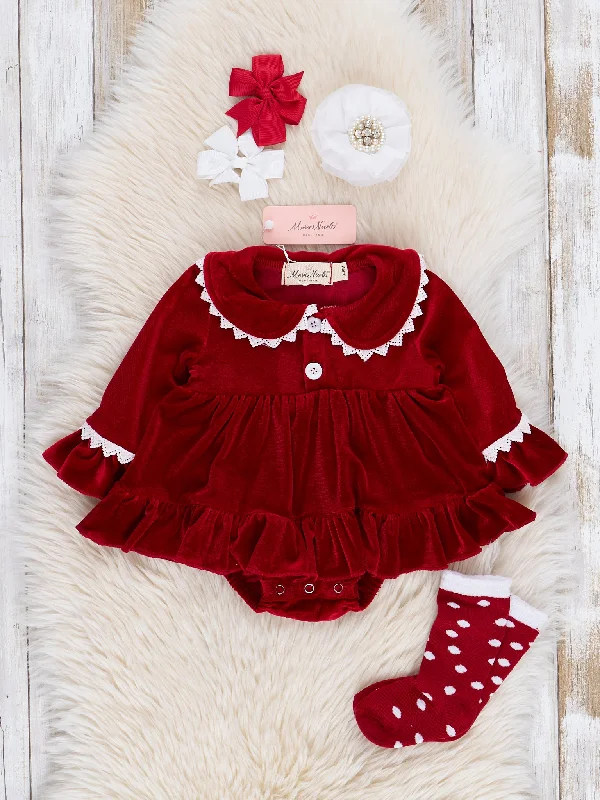 Ruby Velvet Ruffle Bubble Pajamas