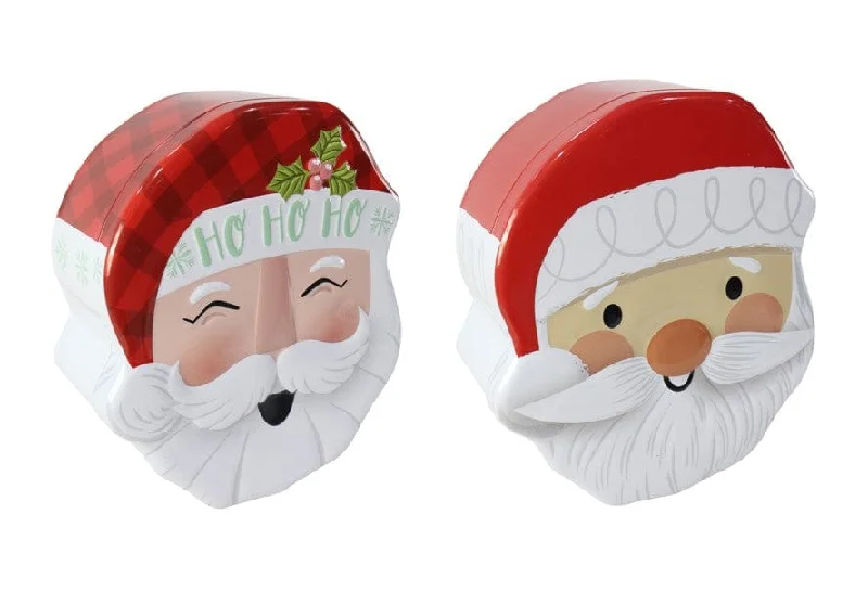 Santa Face Cookie Tin 2 Asst