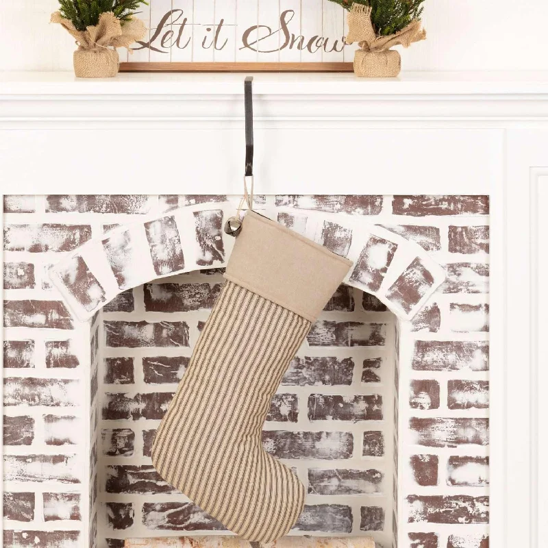 Sawyer Mill Charcoal Ticking Stripe Stocking 12x20 VHC Brands