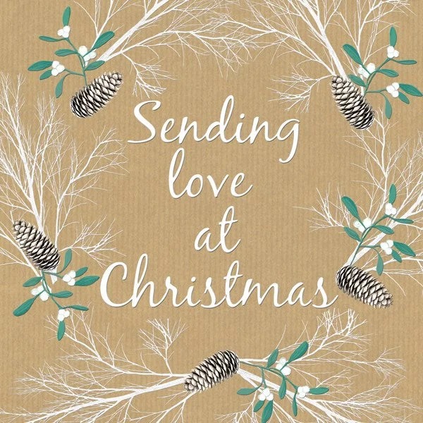 "Sending Love at Christmas" Pinecones Christmas Greeting Card