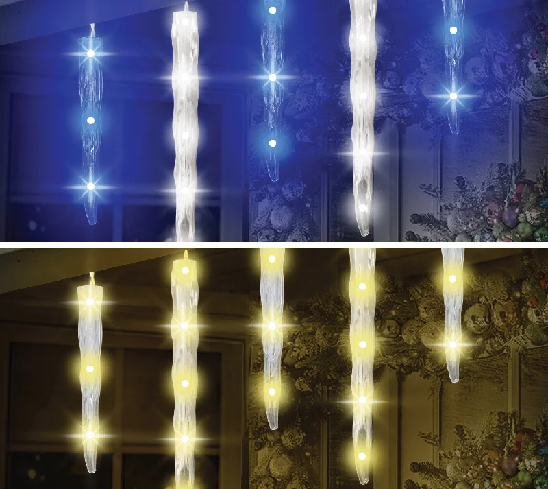 Set of 20 Twinkling LED Icicle Lights