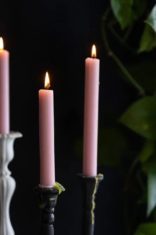 Set of 6 Dinner Candles In Rose Quartz