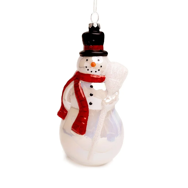 16cm Snowman Red Scarf Glass Ornament OGS020