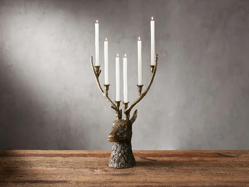 Stag Head Taper Candle Holder