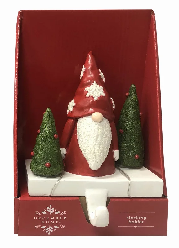 Stocking Holder Gnome And Tree 7" H