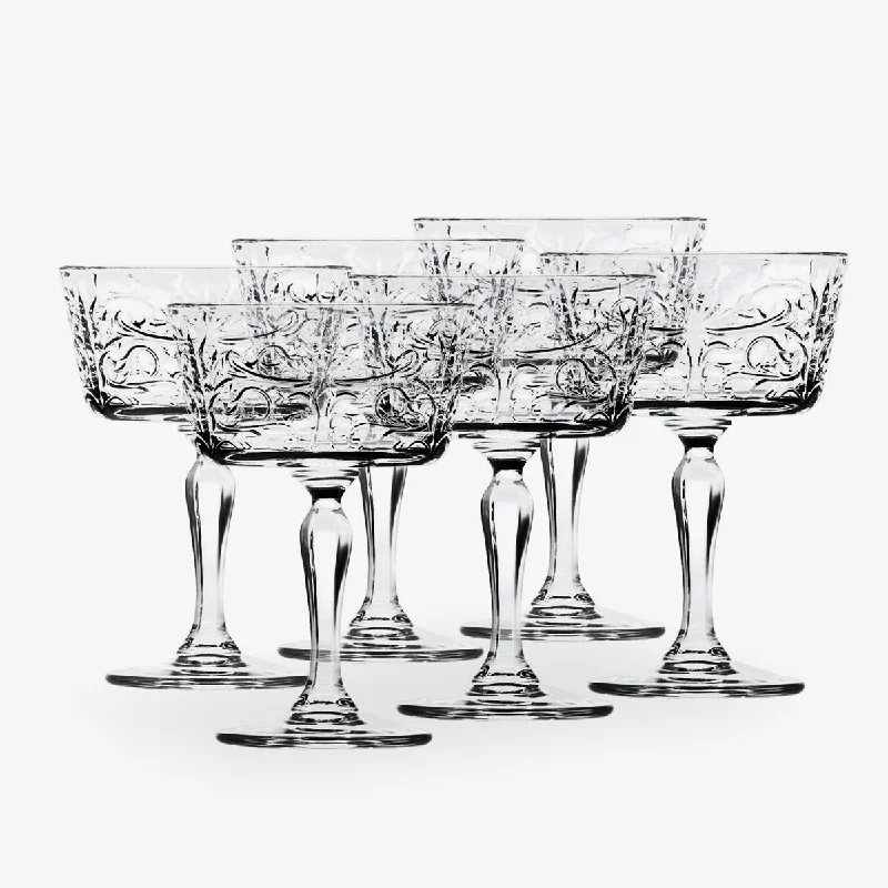 Tattoo Champagne Coupe or Dessert Goblet Set Of Six