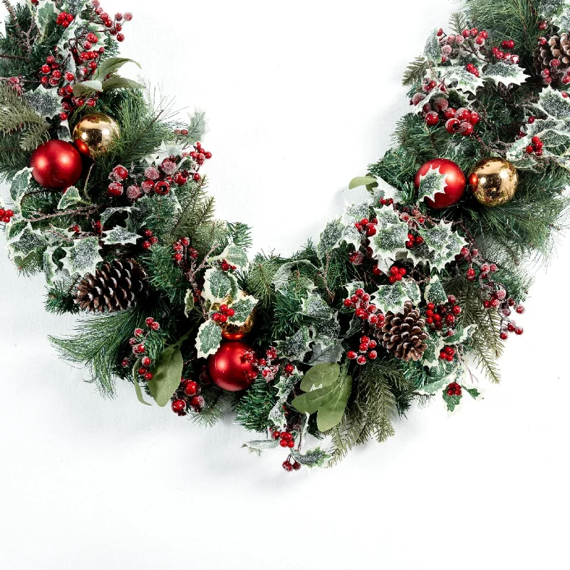 Red Ball and Red Berry Bannister Garland