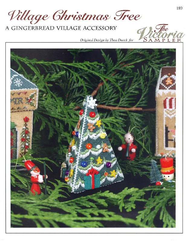 Village Christmas Tree - Gingerbread Village - Christmas Embroidery and Cross Stitch Pattern - PDF Download