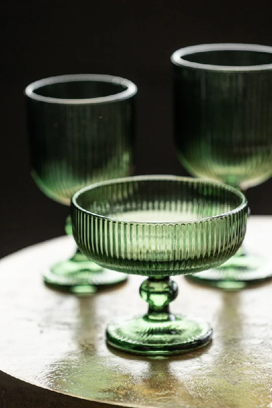 Vintage Style Champagne Glass - Green