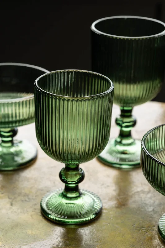 Vintage Style White Wine Glass - Green