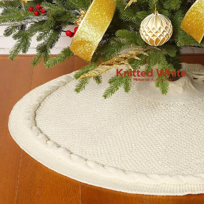 Knitted White Christmas Tree Skirting