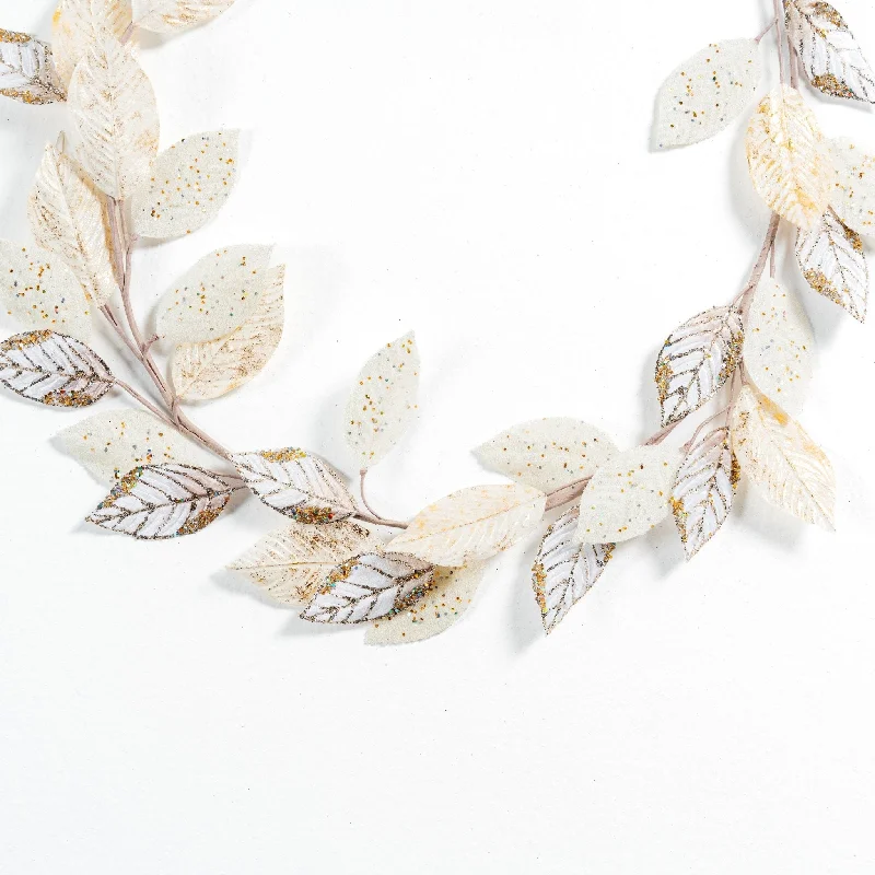 White, Gold & Champagne Tricolor Leaf Garland