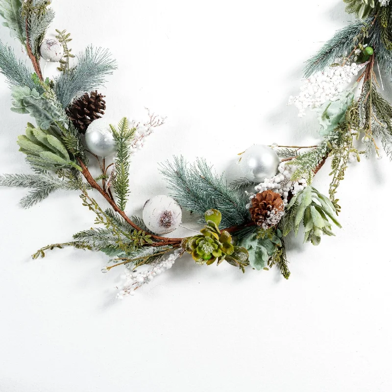 Ball Ornament and Sedum Festive Garland