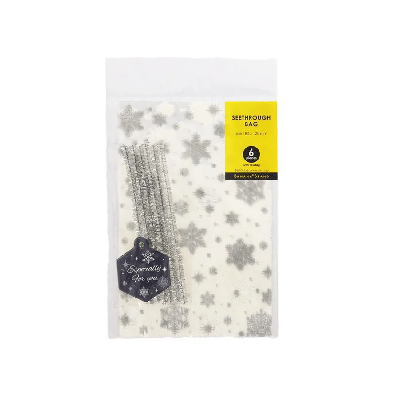 ZONART Xmas See Through Bag 18X12cm - Silver Snowflake  (15g)