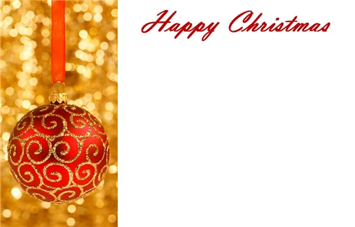 50 x Xmas Red Gold Bauble Card - Merry Christmas