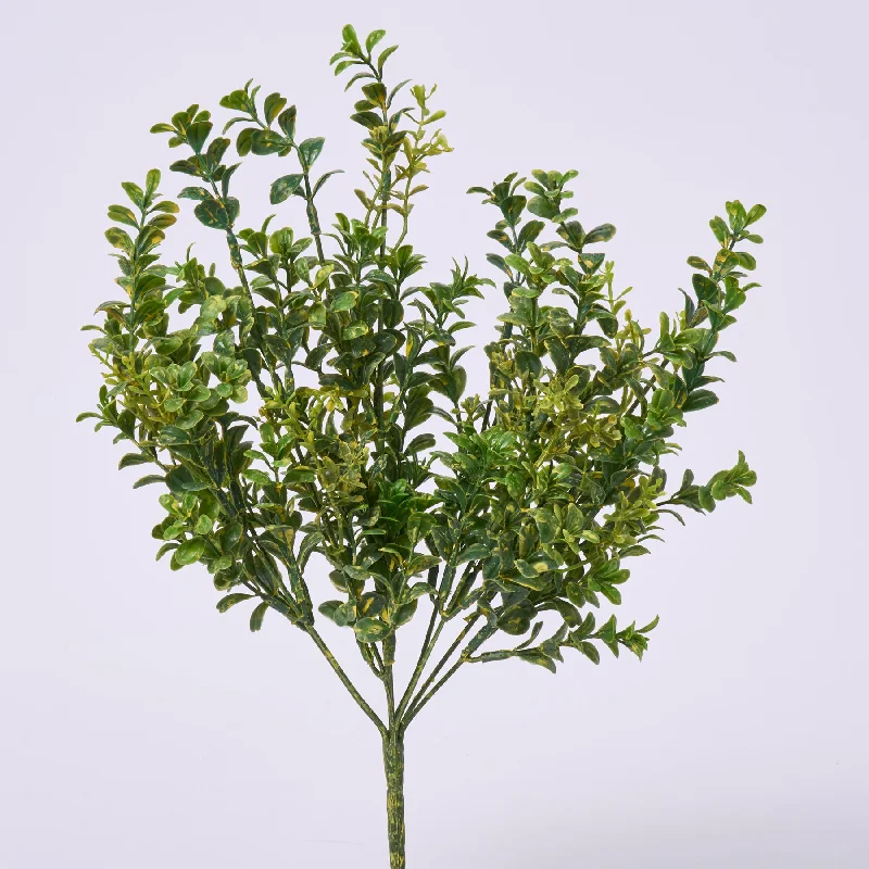 All Season Faux Variegated Boxwood Greenery Bush Spray - 17"