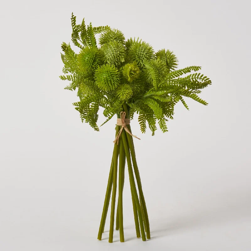 Bright Green Faux Thistle Bundle of 9 Stems - 12"