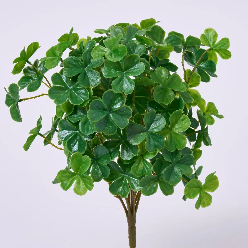 Deluxe Green Clover Leaf Bush Everyday Faux Greenery Spray - 11"