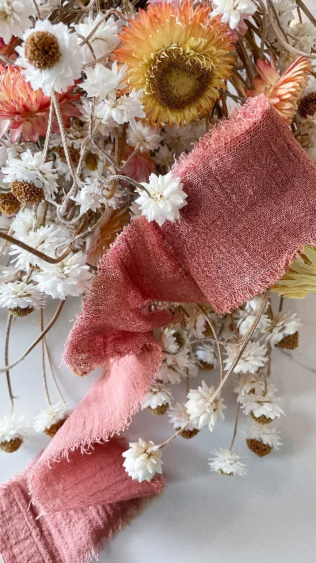 Dusty Coral Linen Ribbon