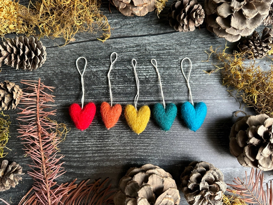 Felted Wool Mini Heart Ornaments