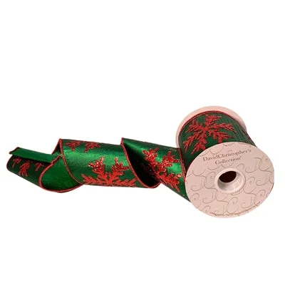 Glitter Metallic Snowflake Ribbon - Red/Green 4”X10YD | IR