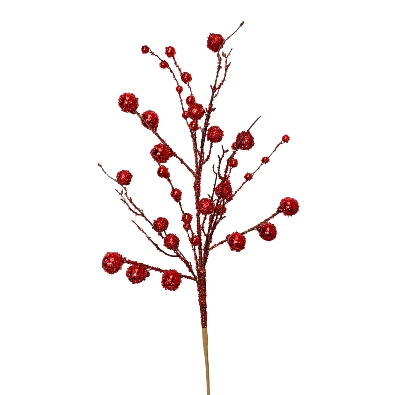 Radiant Red Sequin Ball Twig Branch 29” |TA